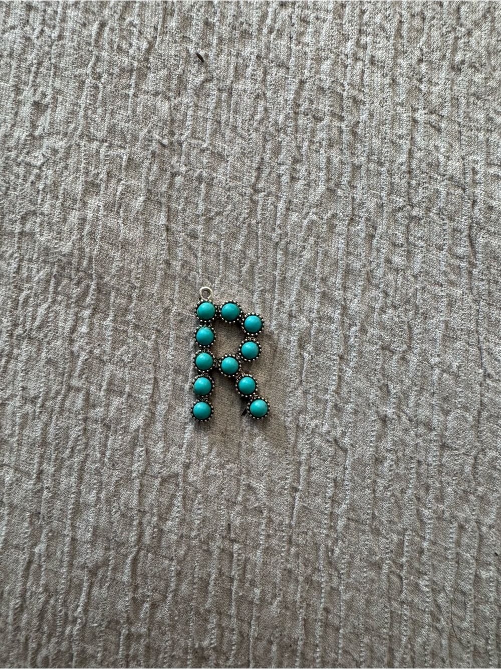 Turquoise Letter R Charm Pendant